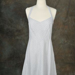 Ann Taylor Loft Woven Striped Halter Dress, Size 4